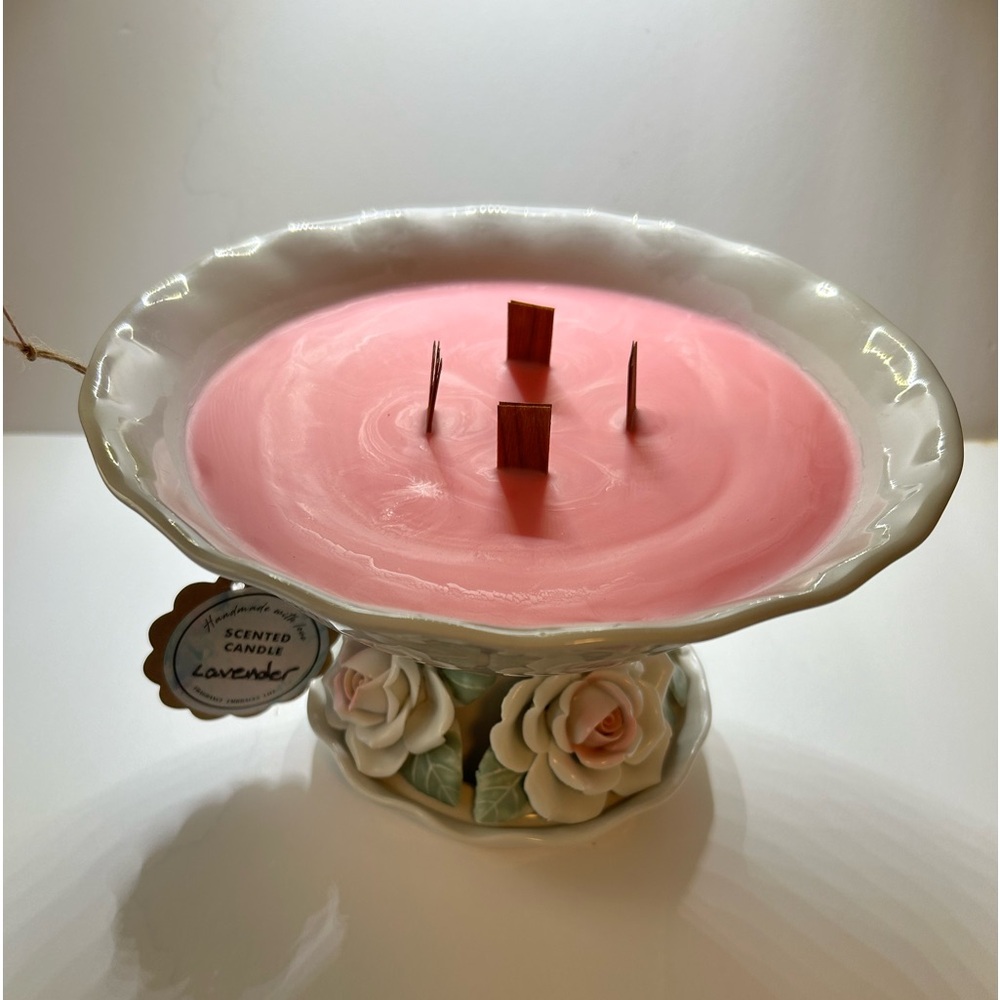 Hand Crafted Multi Wood Wick Vintage Bowl Lavender Scented Candle
